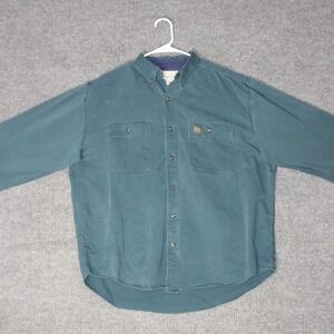 GreatLand Button Down Shirt Mens XL Teal Blue Green Long Sleeve Cotton Workwear